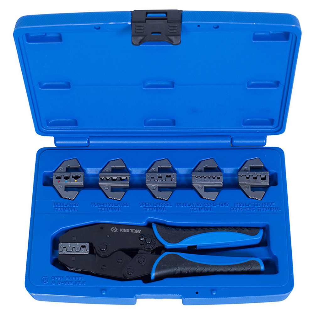 KING TONY (42107GX) Кримпер храповичный для обжима изолированных наконечников, 7 предметов, кейс