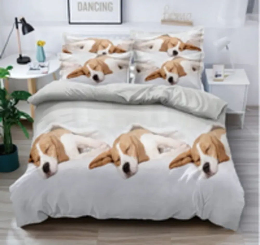 Постельное белье Евро полисатин Павлайн Бигль