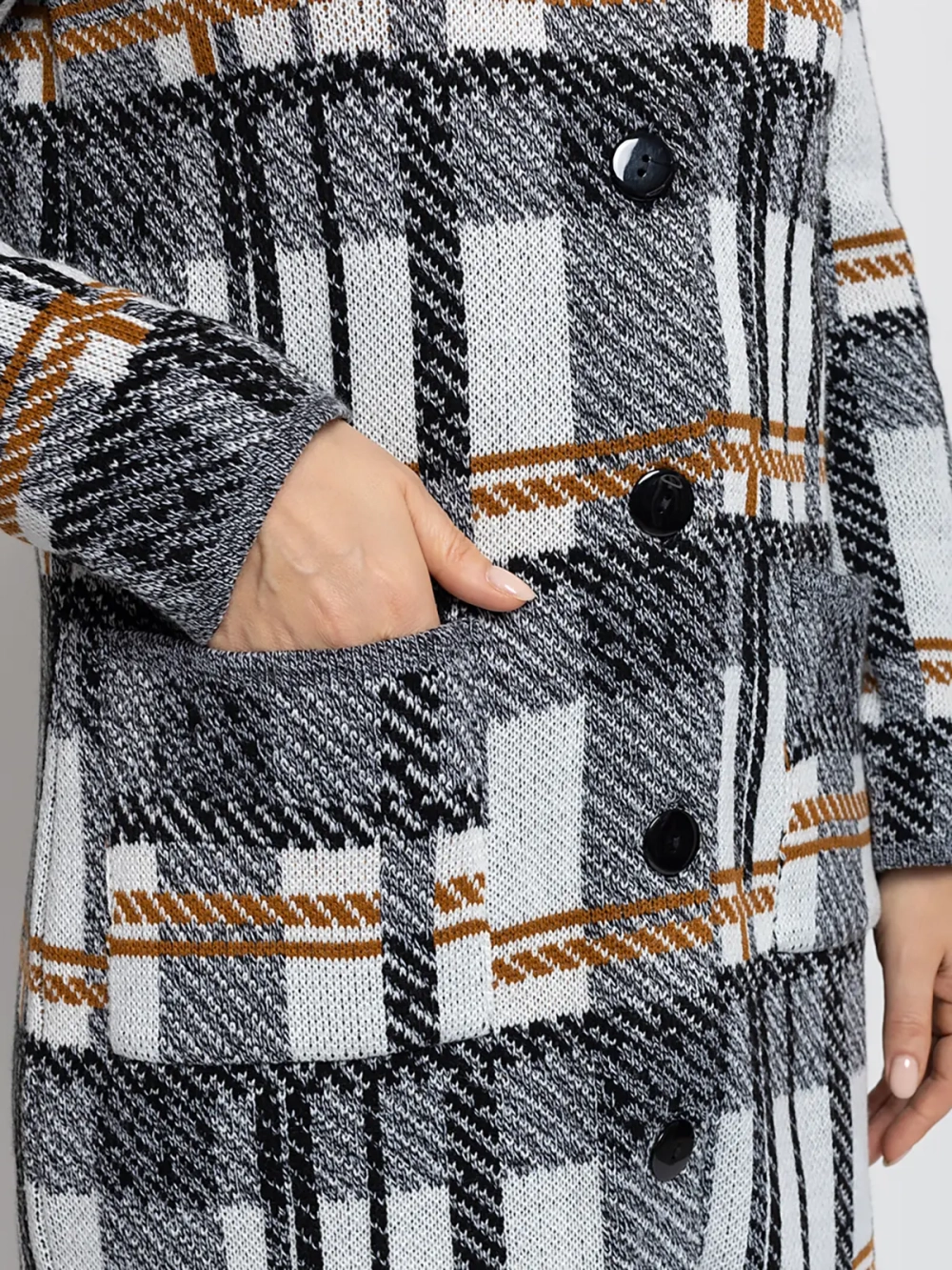 Кардиган В 1579/черн-горчич