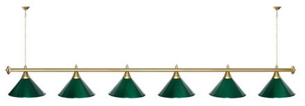 Лампа STARTBILLIARDS 6 пл. (плафоны синие,штанга коричневая,фурнитура золото)
