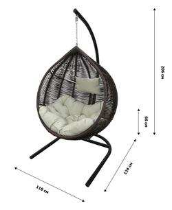 Кресло подвесное Флорес арт.D2710 (стойка+основание черн, корз.коричневая, подуш.estera-хамелеон. 3уп. (В))