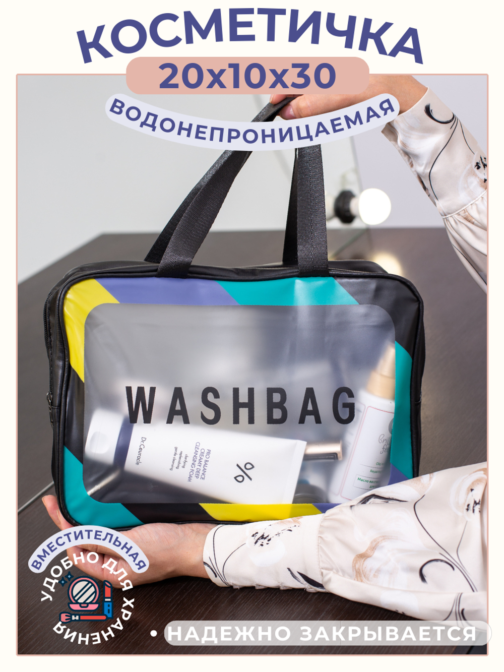 Косметичка (Сумка в роддом) Washbag-04-bl-multicolor