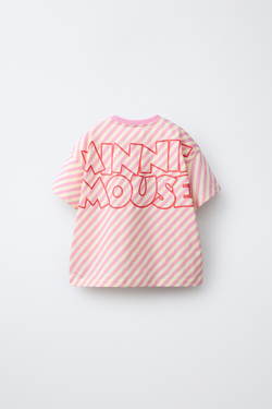 ZARA ФУТБОЛКА В ПОЛОСКУ С РЕЗИНОВОЙ НАШИВКОЙ MINNIE MOUSE © DISNEY, ПОЛОСКИ