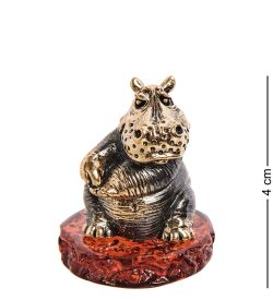 Народные промыслы AM-2816 Фигурка «Бегемотик Няша» (латунь, янтарь)