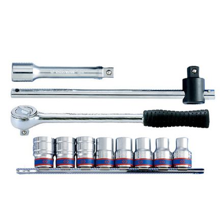 Цена на KING TONY (4311MR) Набор торцевых головок с принадлежностями 1/2", 6-гранные, 10-19 мм, 11 предметов