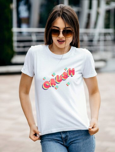 Футболка белая с принтом CRUSH
