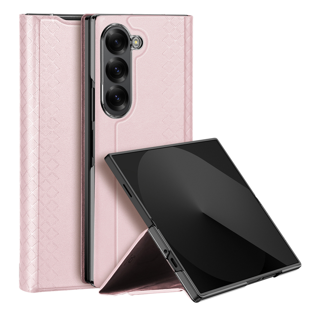 Чехол розового цвета с премиальной искусственной кожи от Dux Ducis для Samsung Galaxy Z Fold 6, серия Bril Series Case