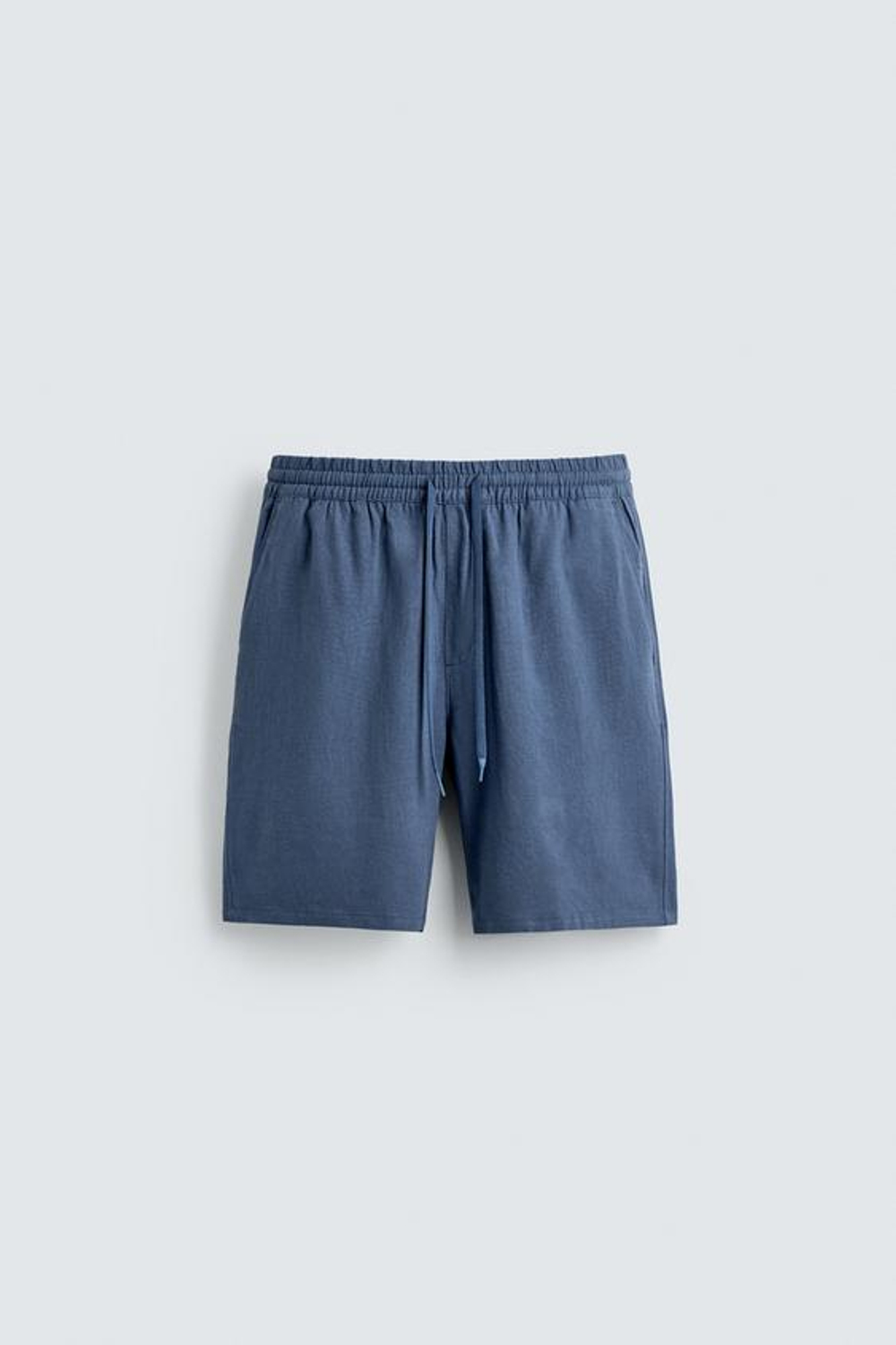 ZARA БЕРМУДЫ RELAXED FIT ИЗ ВИСКОЗЫ И ЛЬНА, ГОЛУБОЙ