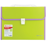 Папка-портфель пластиковая BRAUBERG "JOY" А4 (330х245х35 мм) 13 отделений с окантовкой салатовая (2 штуки в упаковке)