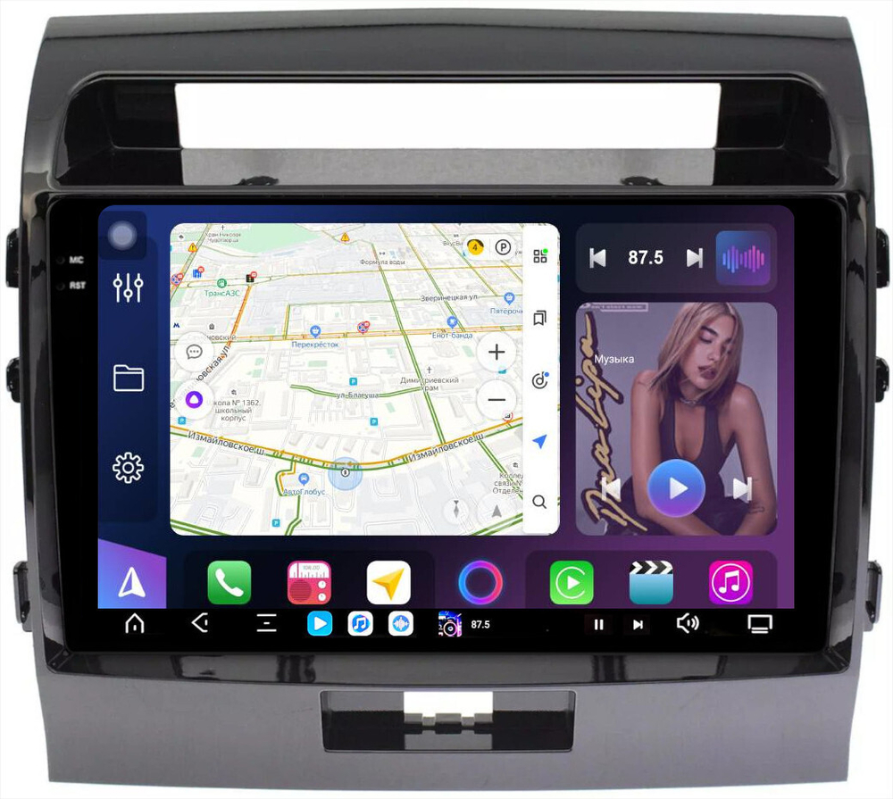 Магнитола для Toyota Land Cruiser 200 2007-2015 (экран климата внизу) - FarCar GX381M монитор 10.36" 2K QLED на Android 14, TS20, 6+128Гб, CarPlay, 4G SIM-слот