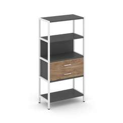 Shelf System Односекционный стеллаж четырехярусный с ящиками SN.STM-412 Антрацит/Дуб Табак/Металл Бе