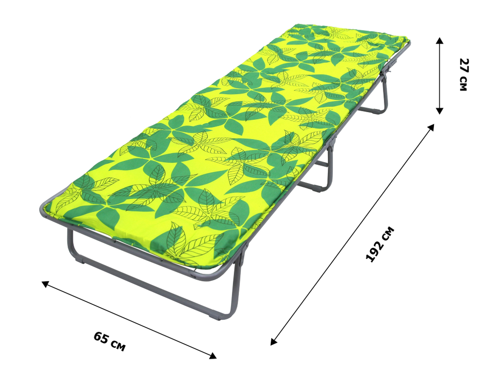 Кровать раскладная Стефания п/мягкая лист 10мм арт.С86а/123 (цвет ткани зеленый, желтый рис.листья (4 шт. в уп.)
