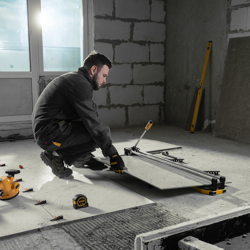 Плиткорез 1000х14мм, цельнометал. напр., каретка на подш., стальная станина, рукоятка-пенал Denzel