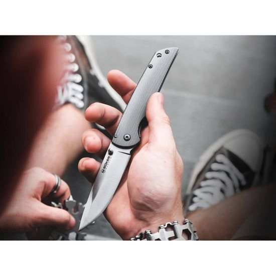 Складной нож Boker 01RY324 Eternal Classic Thumb c клинком из стали 440A, рукоять Stainless Steel