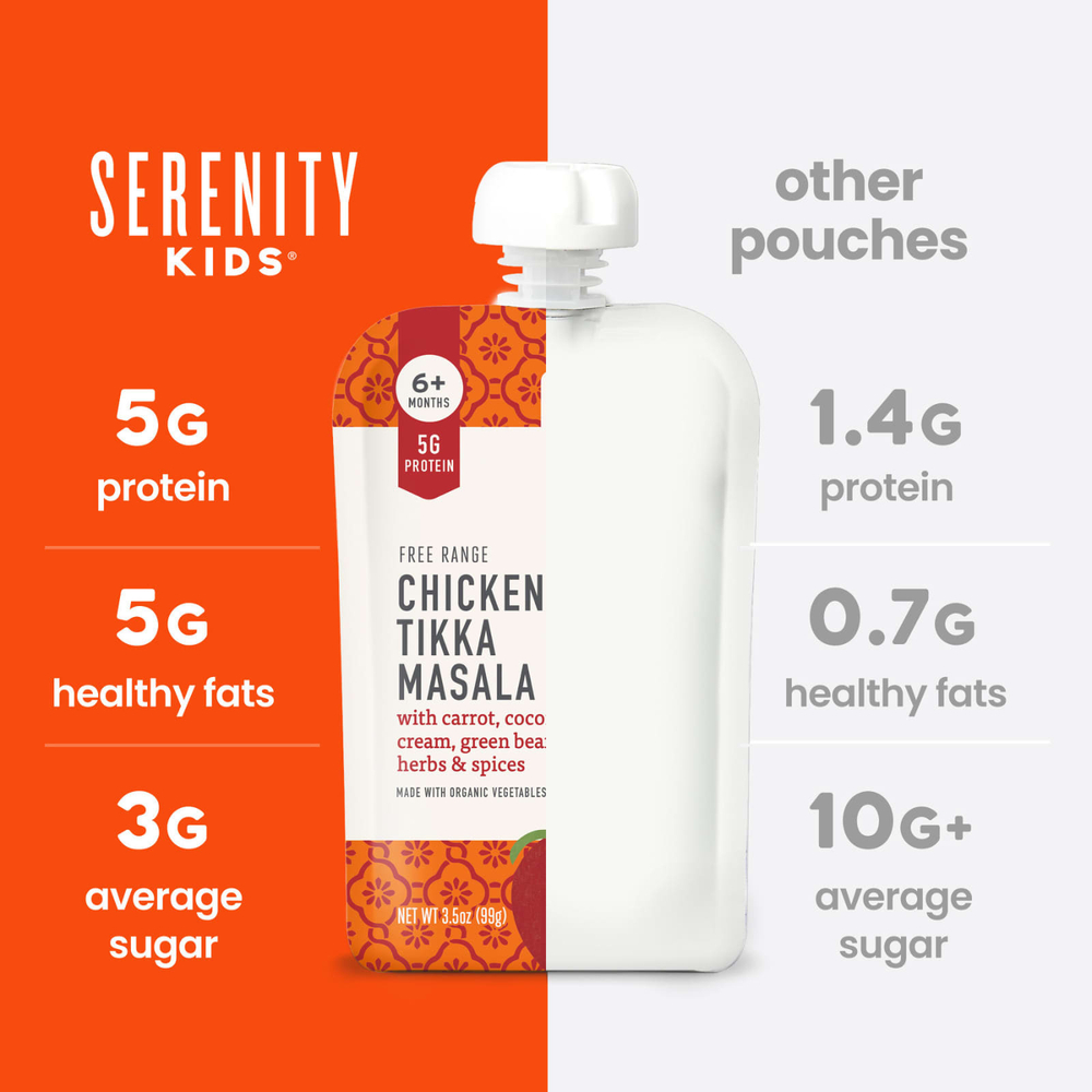 Serenity Kids, тикка масала из курицы с морковью, кокосовым кремом, стручковой фасолью, травами и специями, для детей от 6 месяцев, 99 г (3,5 унции)