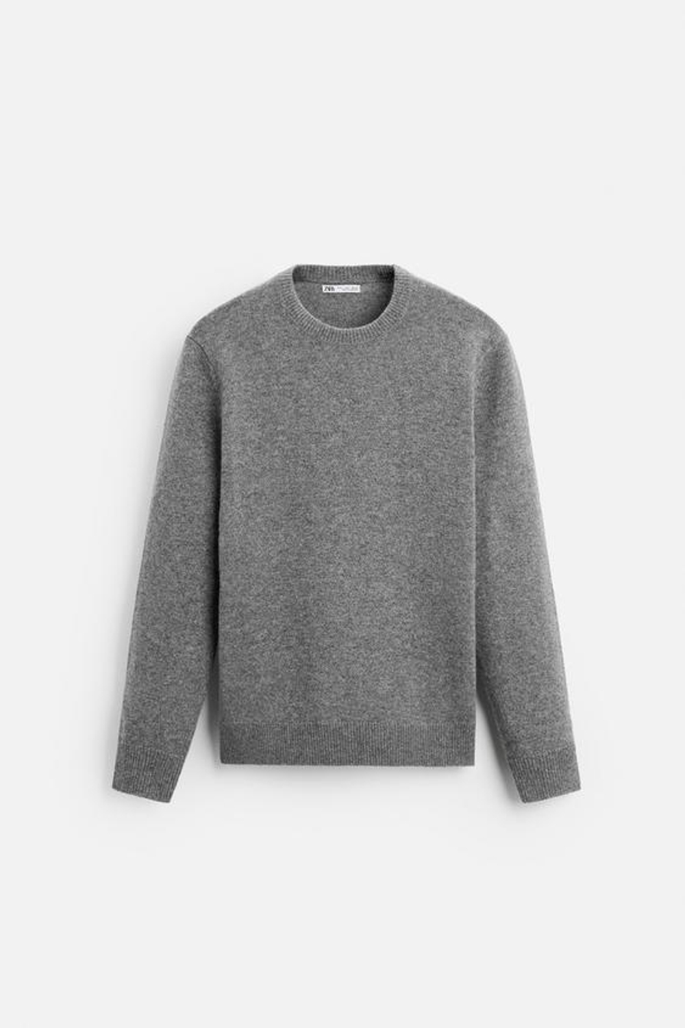 ZARA СВИТЕР ИЗ ШЕРСТИ И КАШЕМИРА, СЕРЫЙ С МЕЛАНЖЕВЫМ ЭФФЕКТОМ