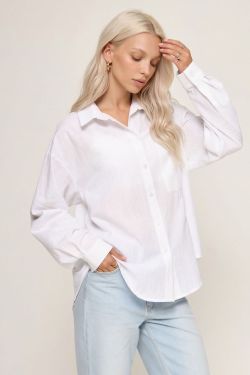 Рубашка с карманом из хлопка baby cotton белого цвета