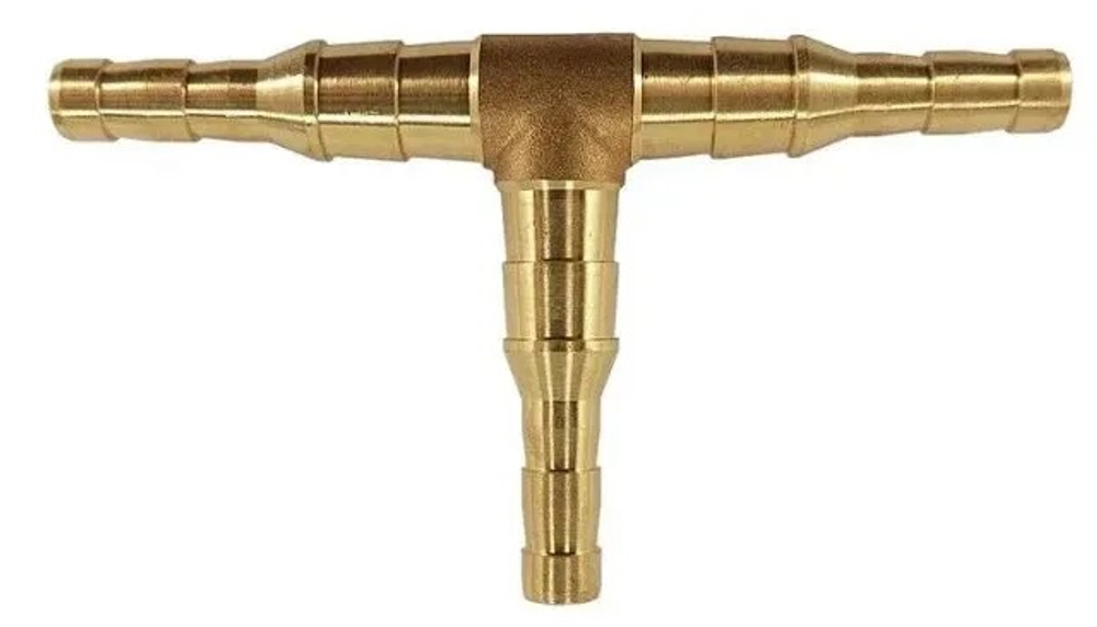 Штуцер-тройник цельнометаллический универсальный под шланг 6/9мм