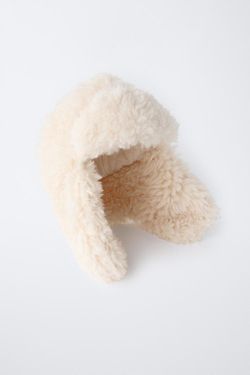 ZARA ШАПКА-УШАНКА, ЦВЕТ ЛЬДА