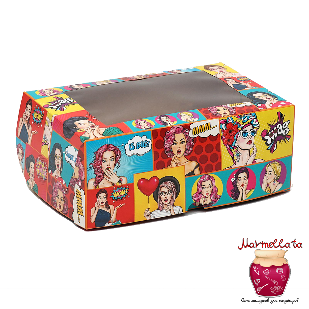 Упаковка для капкейков с окном &quot;Pop-art&quot; (6 ячеек)