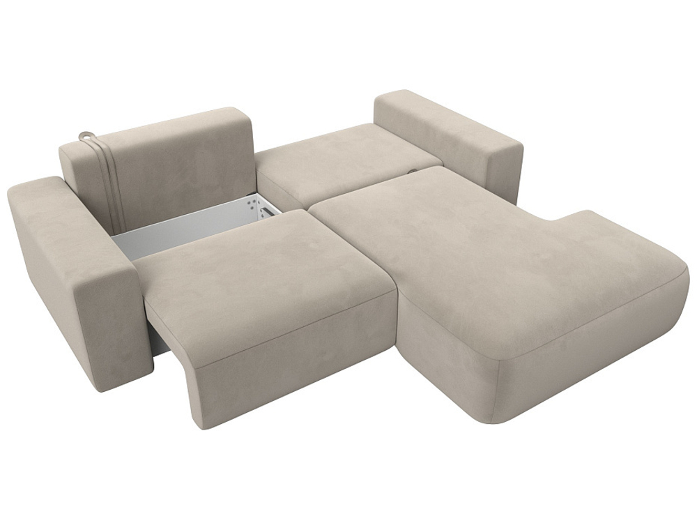 Диван угловой Лига-036 НПБ Классик правый угол МИКРОВЕЛЬВЕТ Бежевый