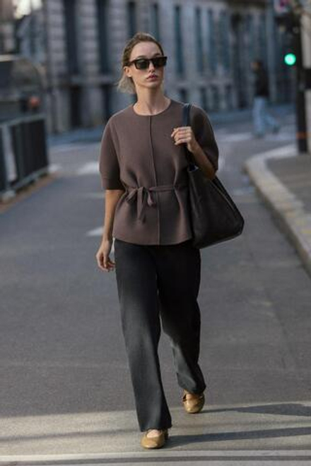 ZARA ДЖЕМПЕР С РУКАВАМИ-БУФАМИ, КОРИЧНЕВЫЙ