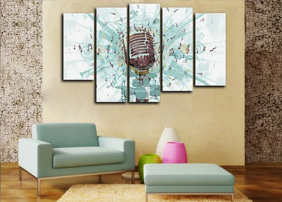 Модульная картина "Музыкальный микрофон"