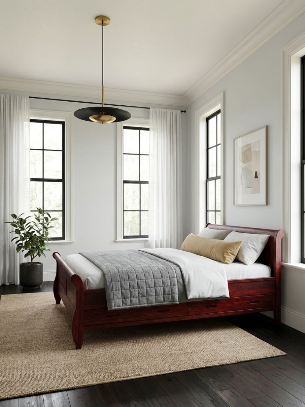 Кровать 160х200, Мелания, с выдвижными ящиками для белья, массив березы, красный, Dipriz