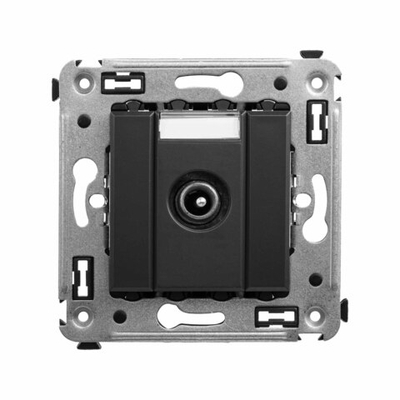 Розетка TV проходная в стену, "Avanti", "Черный матовый"