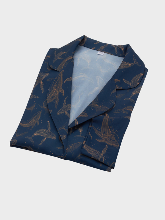 Шелковая блуза с китами