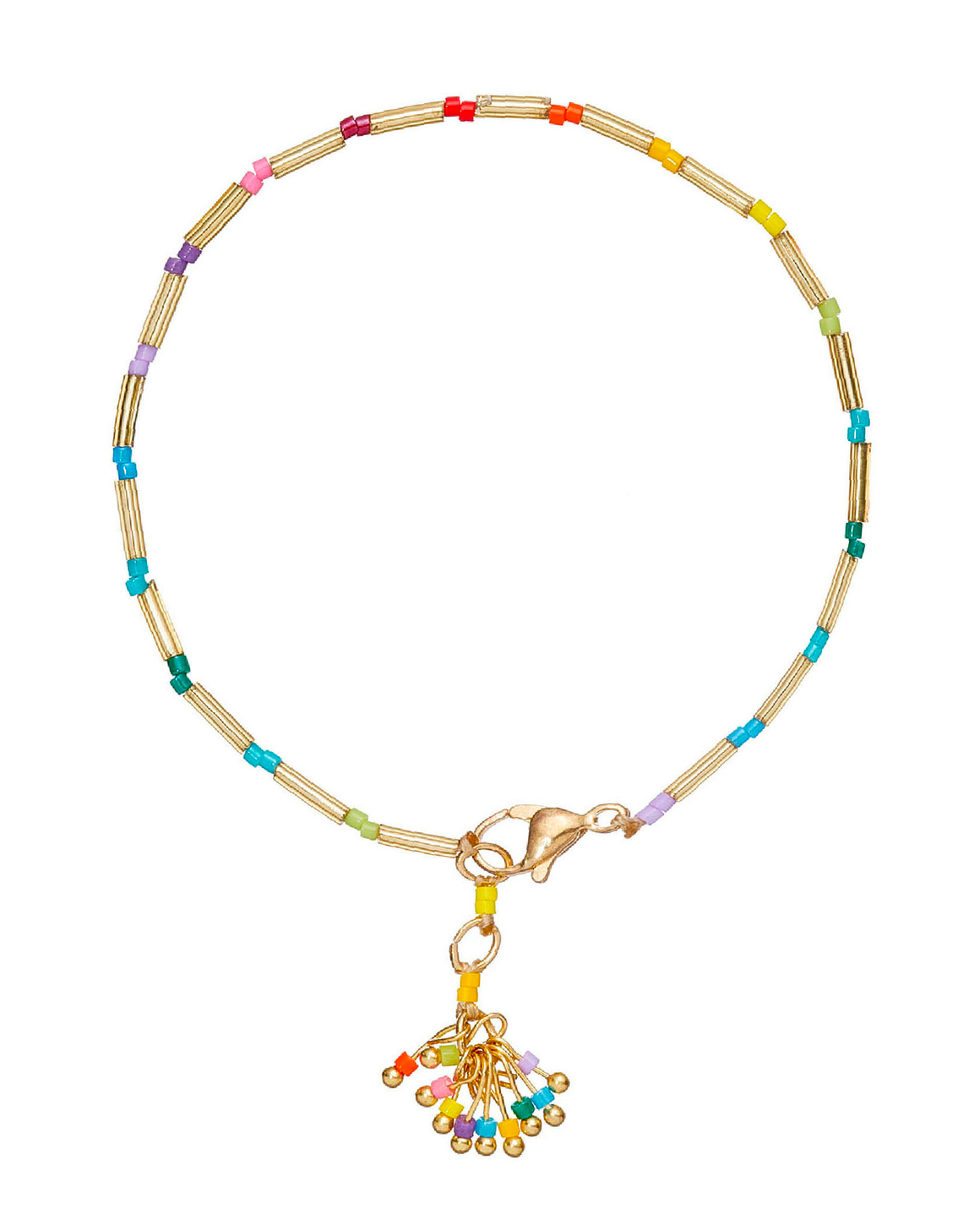 Браслет-золотые трубки, цветной бисер