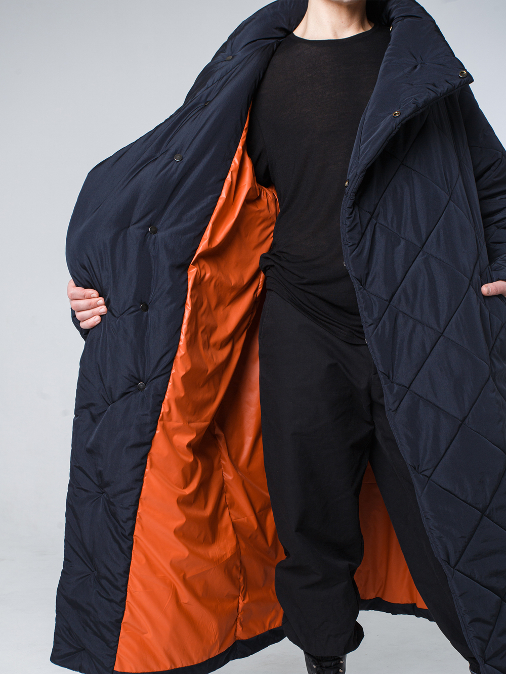 Пальто-одеяло унисекс с воротником "Кутанка". Черное