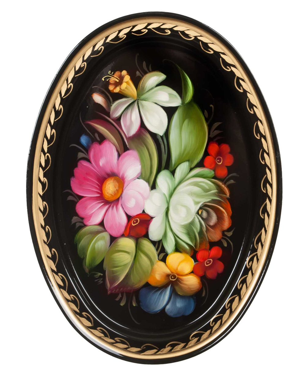 Жостовский поднос декоративный, размер 17х12 см (A2)