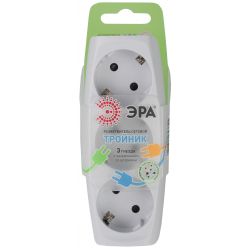 Разветвитель электрический ЭРА SP-3e-W на 3 розетки c заземлением со шторками 16А белый