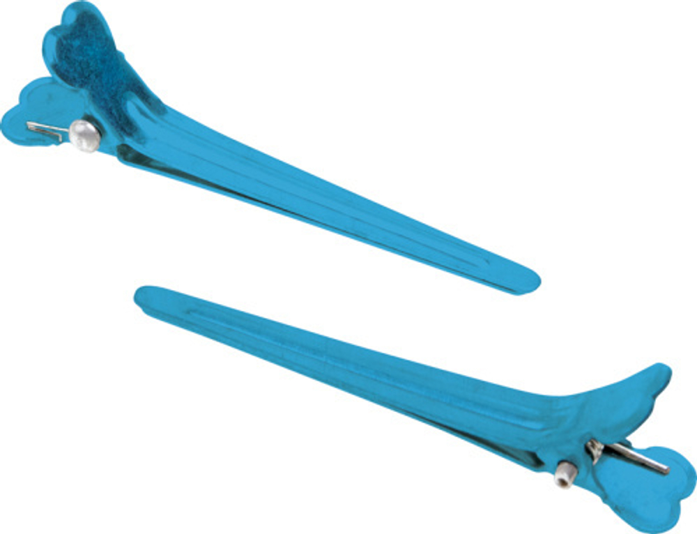 Зажим для волос, металл, 5,5 см (12 шт.) Dewal CL2415 blue