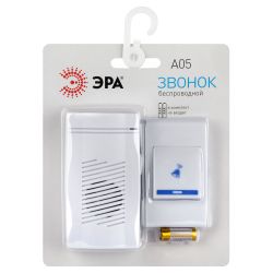 Звонок дверной ЭРА A05 беспроводной, белый | Электрозвонки беспроводные