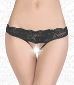 Трусики-стринги с бусинами (Размер: S-M) (Цвет: черный)