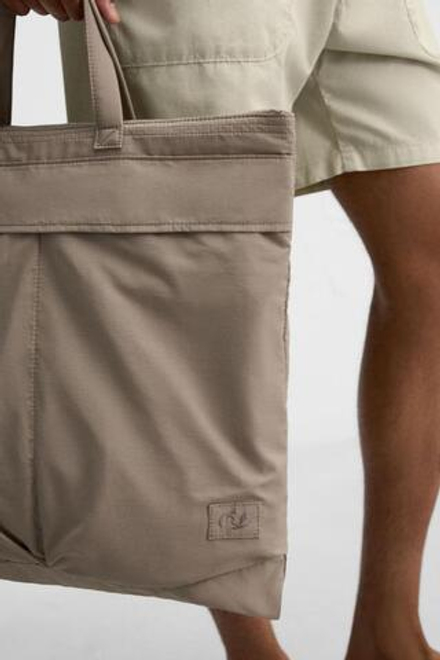 ZARA НЕЙЛОНОВАЯ СУМКА ШОПЕР, ЭКРЮ