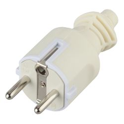 Вилка ЭРА V4(W) c заземлением 16A прямой ввод белая | Штепсельные вилки и розетки