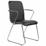 Кресло для приемных и переговорных BRABIX "Visit CF-101", хром, экокожа, черное, 532559