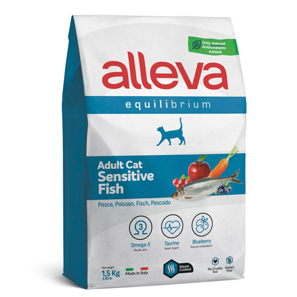 Полнорационный корм Alleva Equilibrium Sensitive, для кошек, рыба, 1.5 кг