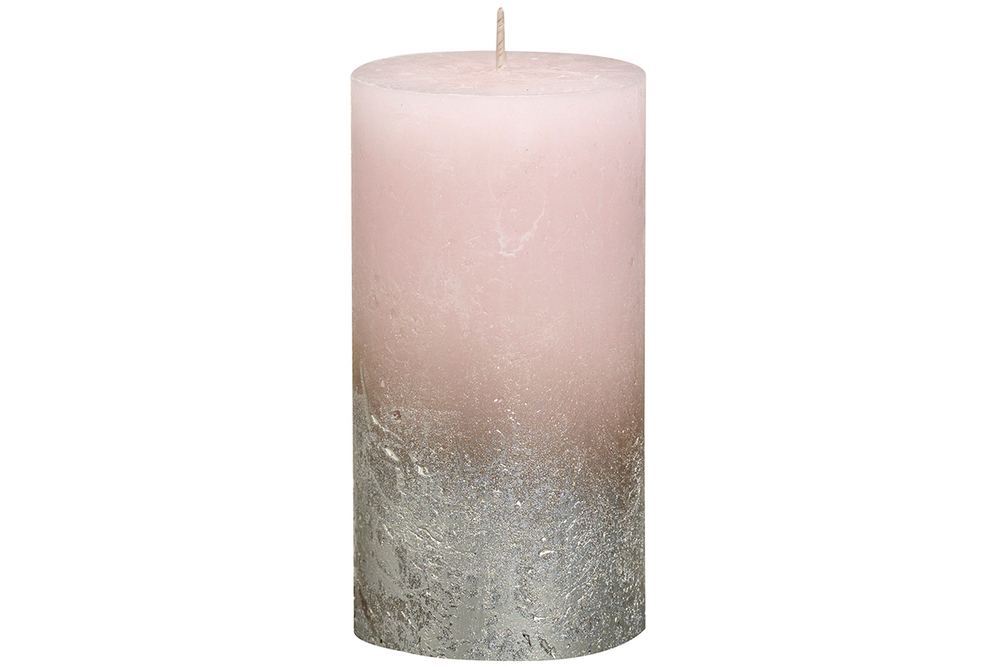 Свеча декоративная 6.8х13см Garda Decor Rustic розовая с серебром 103668640304