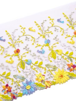 05-110 Вышивка на неэл. сетке 21 см, телесный/желтый/голубой/салатовый (левая)