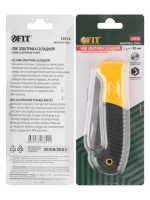 Складной нож электрика FIT Профи нержавеющий, прямое лезвие 80 мм, прорезиненная ручка 10526