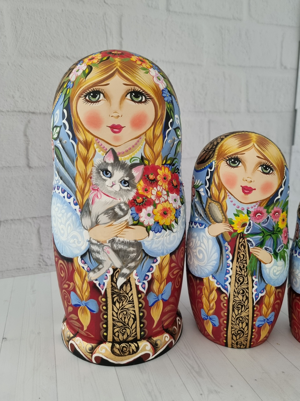 Матрешка с котиком, авторская 7 мест