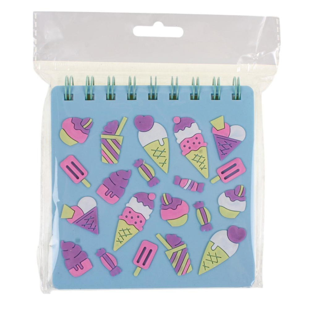 Блокнот "Icecream" 11,8*12,6 см 80л спираль силиконовая обложка, 4 дизайна