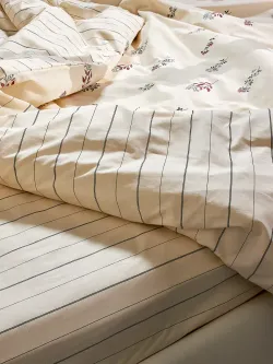 Пододеяльник перкаль Сказка "Гербарий Эко/Полоски Эко" евро на молнии 200x215 см