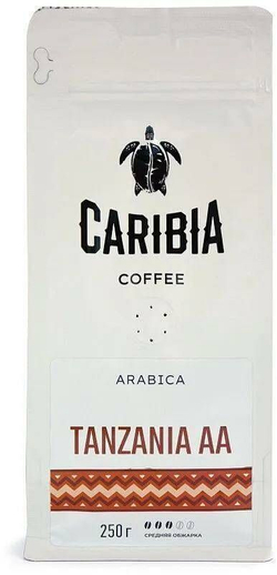 Кофе CARIBIA жареный в зернах Arabica Tanzania, 250г