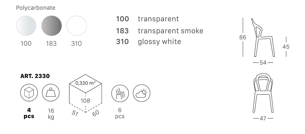 Стул прозрачный Scab Design Titi, серый