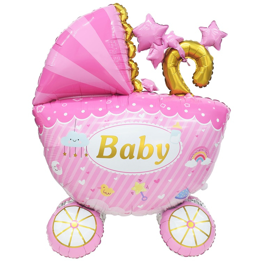 Шар Фольгированный Коляска детская розовая 3D 3D (Розовый)